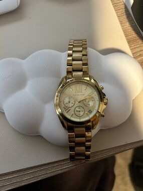 Michael Kors Gold and Cream Chronograph Bracelet Watch